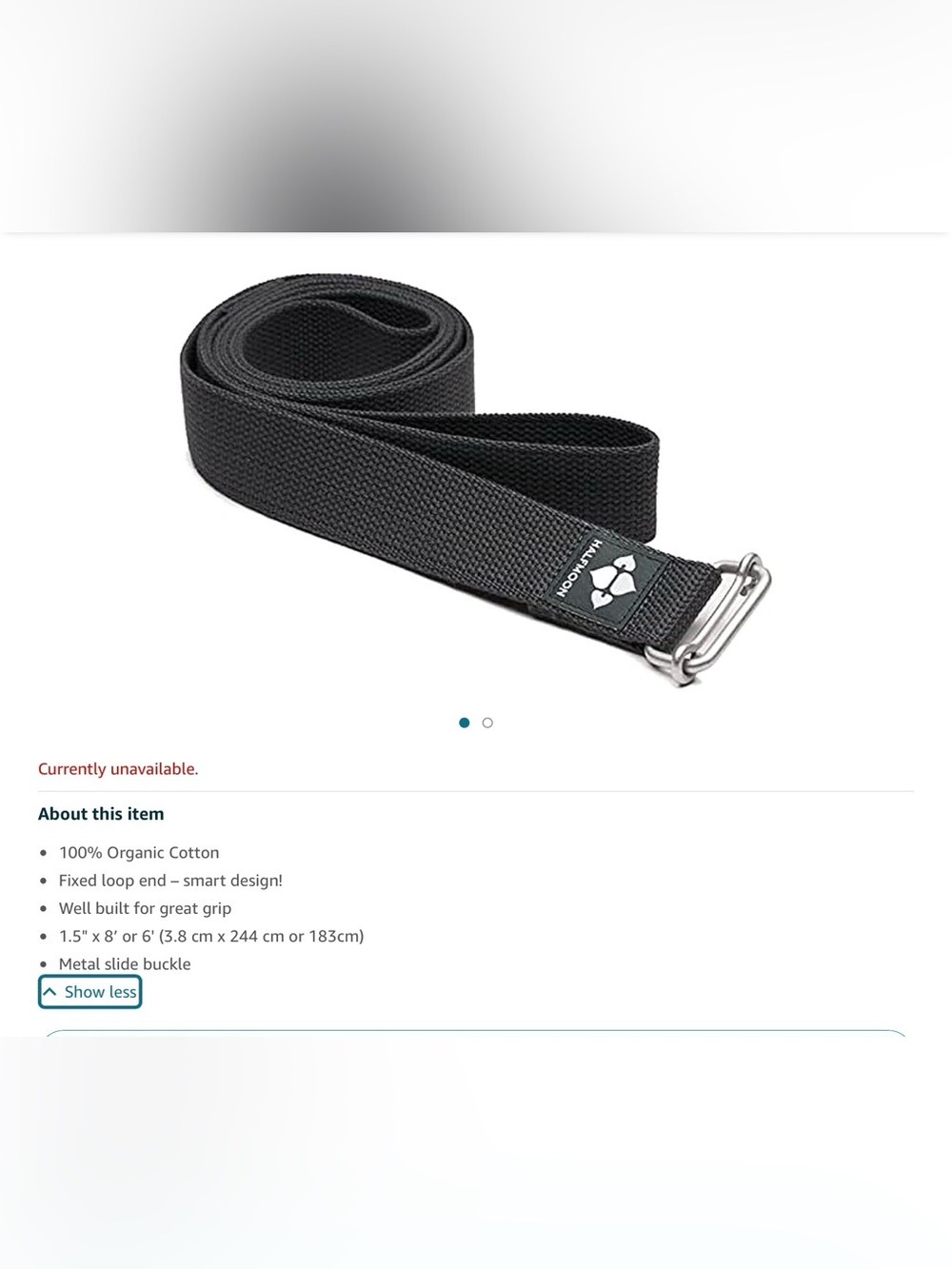HALFMOON  Gray  Webbing Yoga Strap- 8”